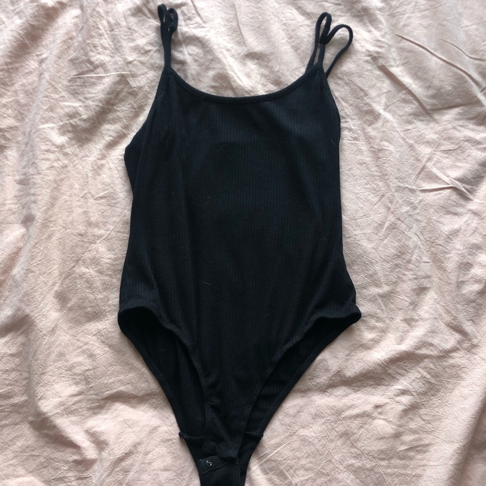 Black ribbed bodysuit